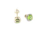18K Yellow Gold 5 MM Each Round Cut Peridot & White Diamond Ladies Halo Stud Earrings